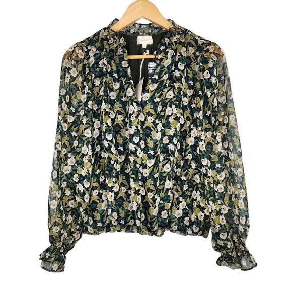 Melloday Floral Sheer Longsleeve Top Size Medium - Picture 1 of 6